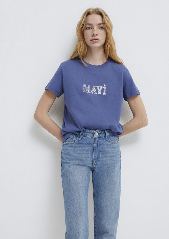  Mavi Mavi Baskılı Mavi Tişört Regular Fit / Normal Kesim 1612232-70757