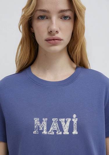  Mavi Mavi Baskılı Mavi Tişört Regular Fit / Normal Kesim 1612232-70757