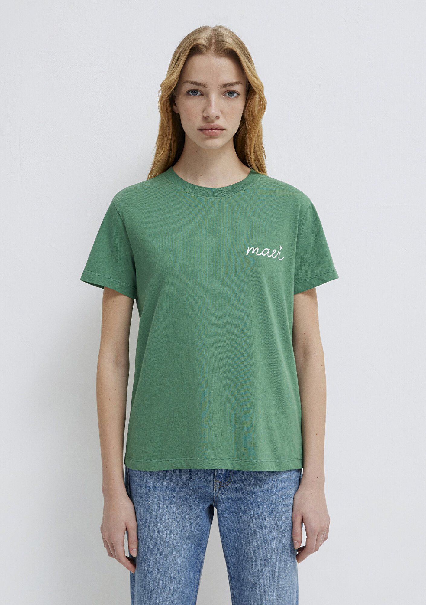 Mavi Mavi Logo Baskılı Yeşil Tişört Semi Slim Fit / Yarı Dar Kesim 1612962-71881