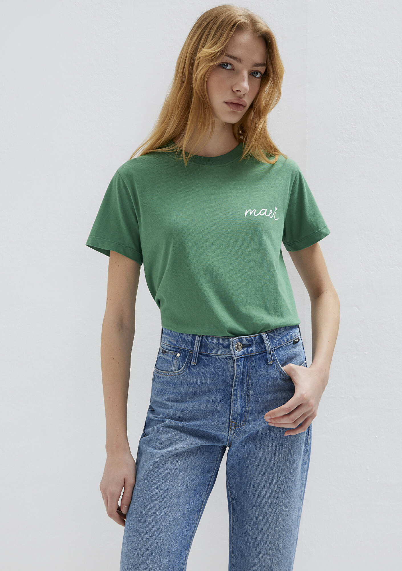 Mavi Mavi Logo Baskılı Yeşil Tişört Semi Slim Fit / Yarı Dar Kesim 1612962-71881