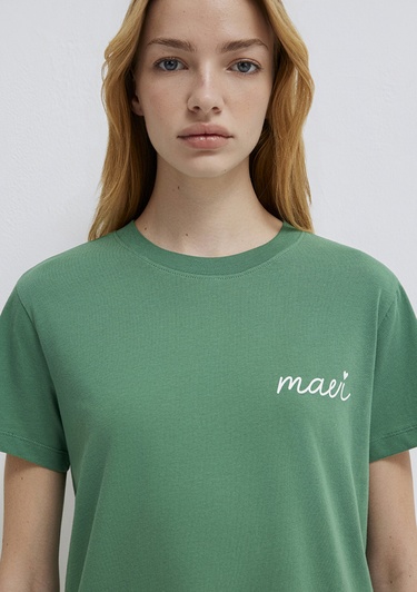  Mavi Mavi Logo Baskılı Yeşil Tişört Semi Slim Fit / Yarı Dar Kesim 1612962-71881