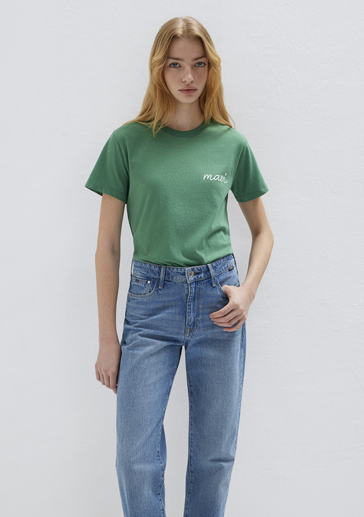 Mavi Mavi Logo Baskılı Yeşil Tişört Semi Slim Fit / Yarı Dar Kesim 1612962-71881