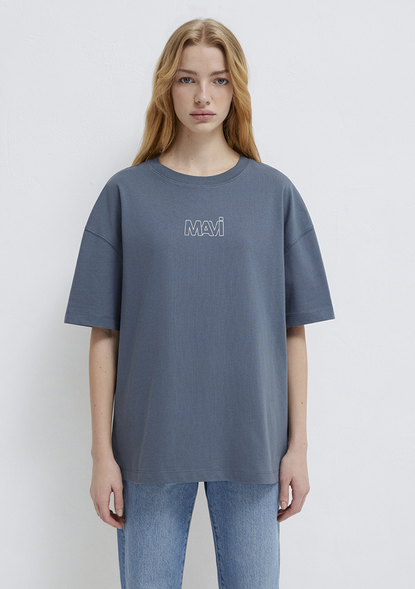 Mavi Mavi Logo Baskılı Lacivert Tişört Oversize / Geniş Kesim 1611592-80776
