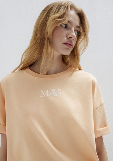  Mavi Mavi Logo Baskılı Pembe Tişört Oversize / Geniş Kesim 1611593-71220