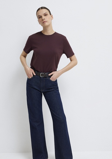  Mavi Kahverengi Basic Tişört Semi Slim Fit / Yarı Dar Kesim 1612916-70223