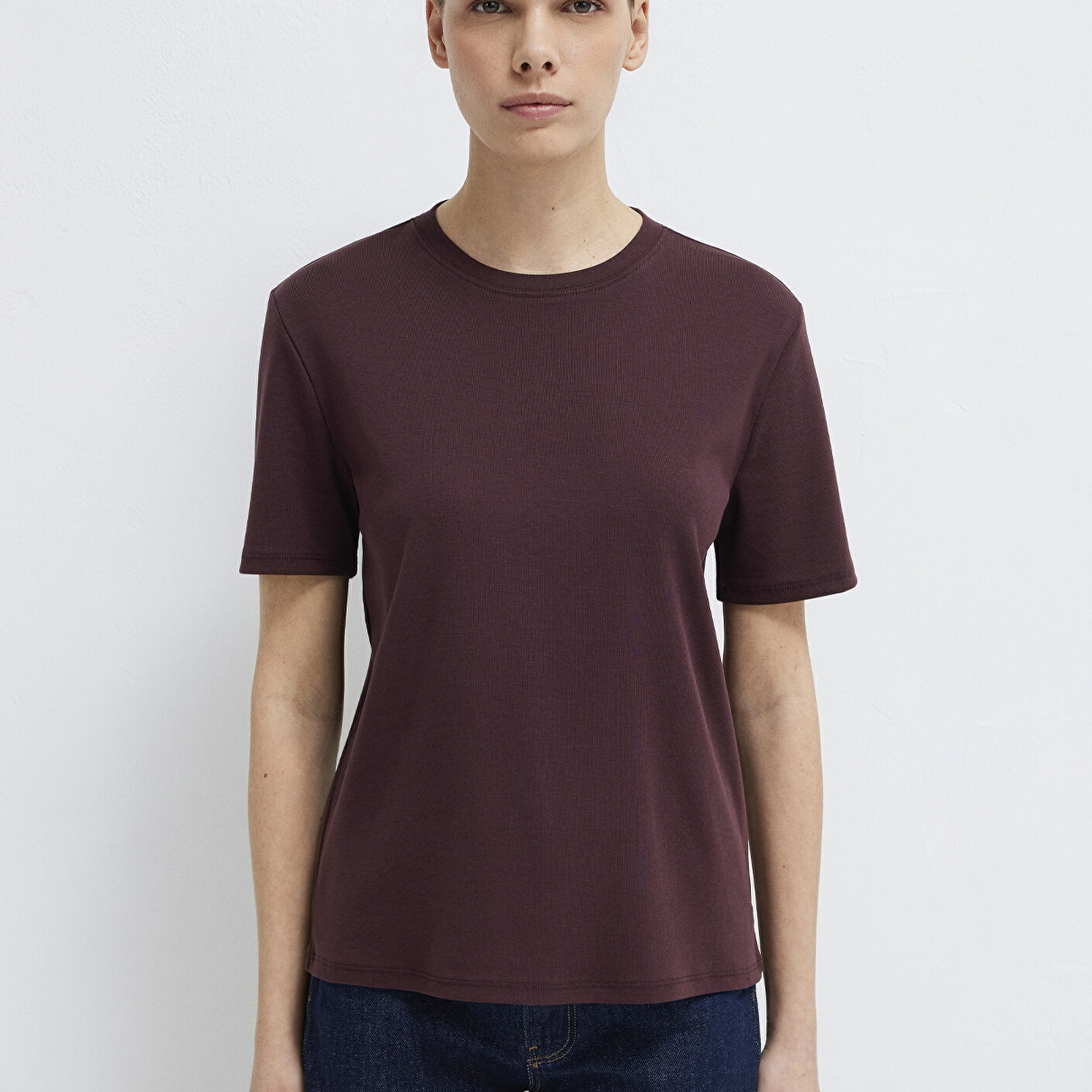 Mavi Kahverengi Basic Tişört Semi Slim Fit / Yarı Dar Kesim 1612916-70223