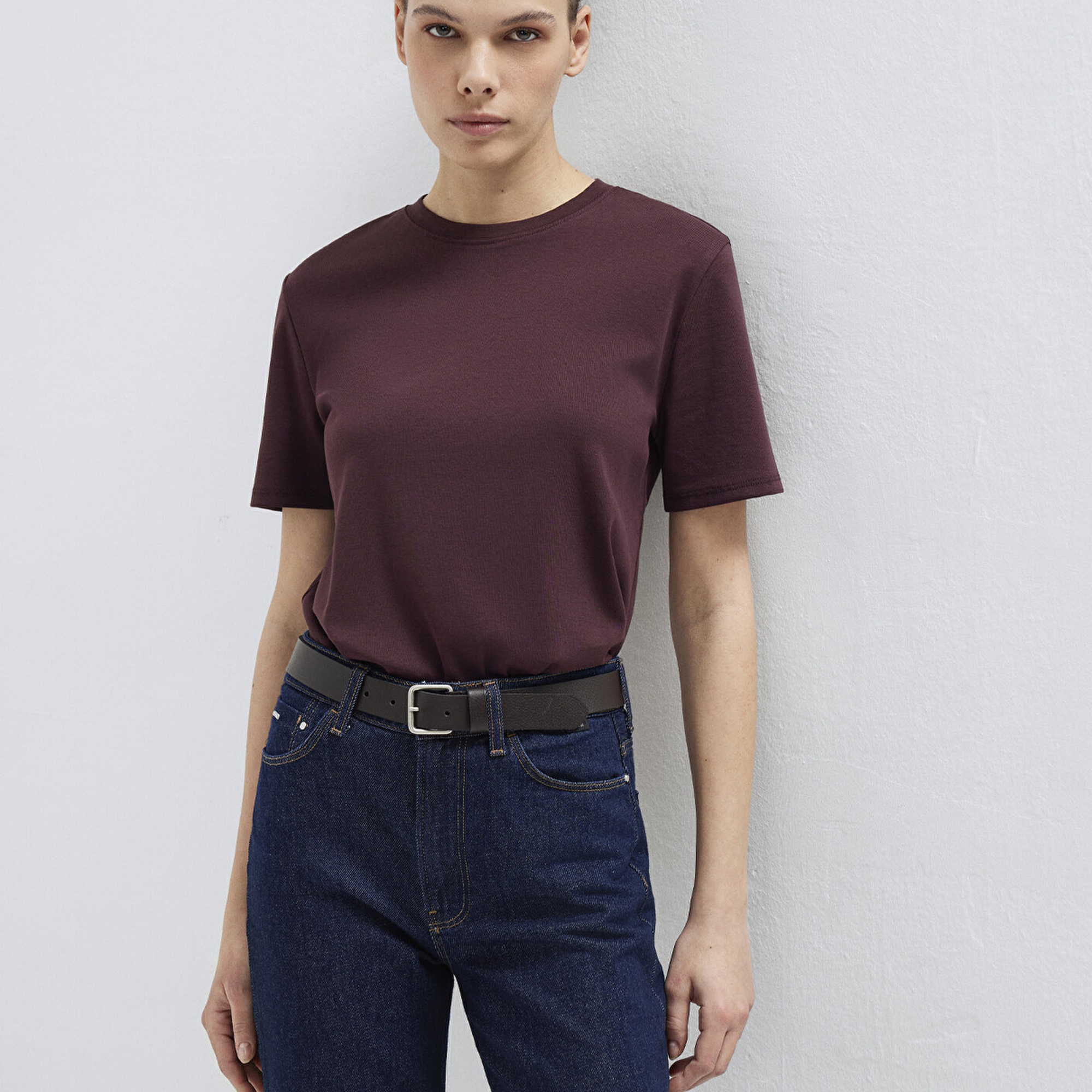 Mavi Kahverengi Basic Tişört Semi Slim Fit / Yarı Dar Kesim 1612916-70223