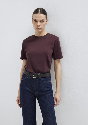  Mavi Kahverengi Basic Tişört Semi Slim Fit / Yarı Dar Kesim 1612916-70223