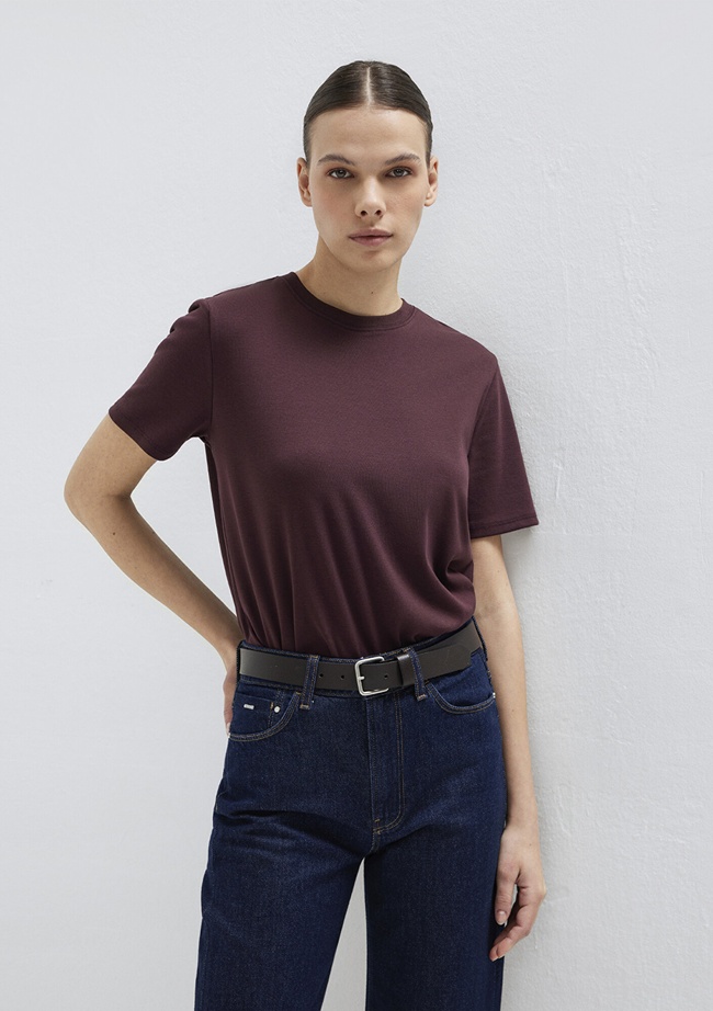  Mavi Kahverengi Basic Tişört Semi Slim Fit / Yarı Dar Kesim 1612916-70223