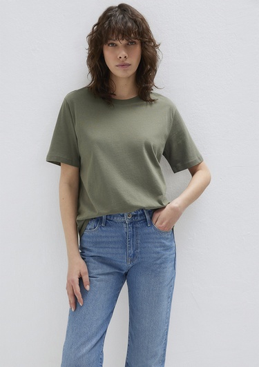  Mavi Bisiklet Yaka Yeşil Basic Tişört Regular Fit / Normal Kesim 1600955-86627