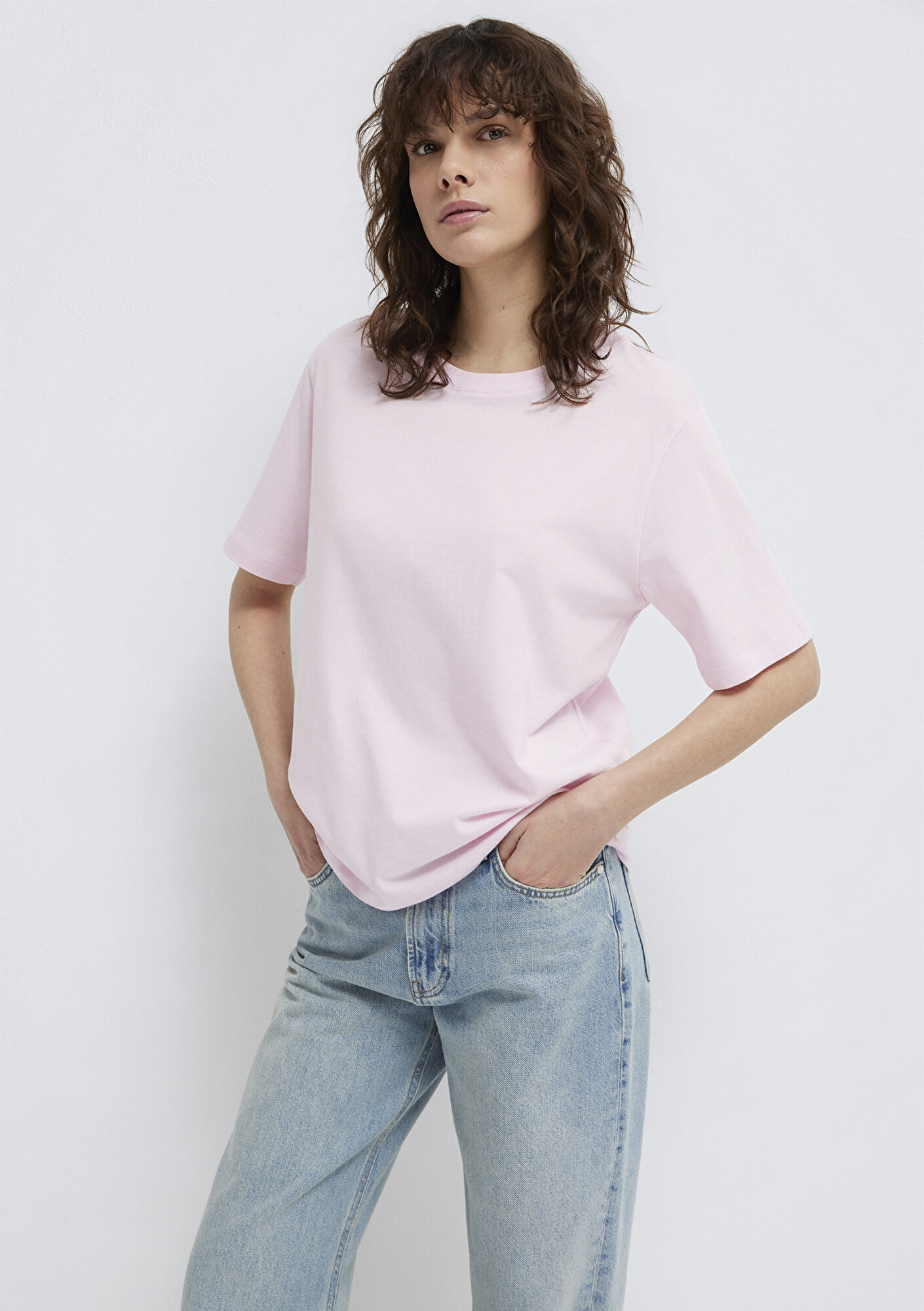 Mavi Bisiklet Yaka Pembe Basic Tişört Regular Fit / Normal Kesim 1600955-89200