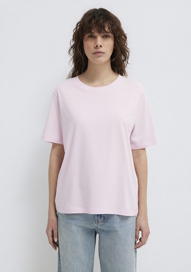  Mavi Bisiklet Yaka Pembe Basic Tişört Regular Fit / Normal Kesim 1600955-89200