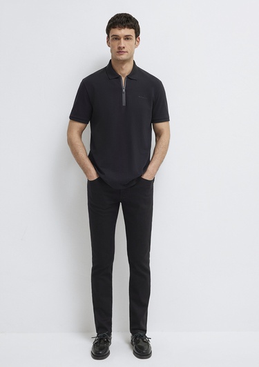  Mavi Siyah Polo Tişört Regular Fit / Normal Kesim 0613137-900