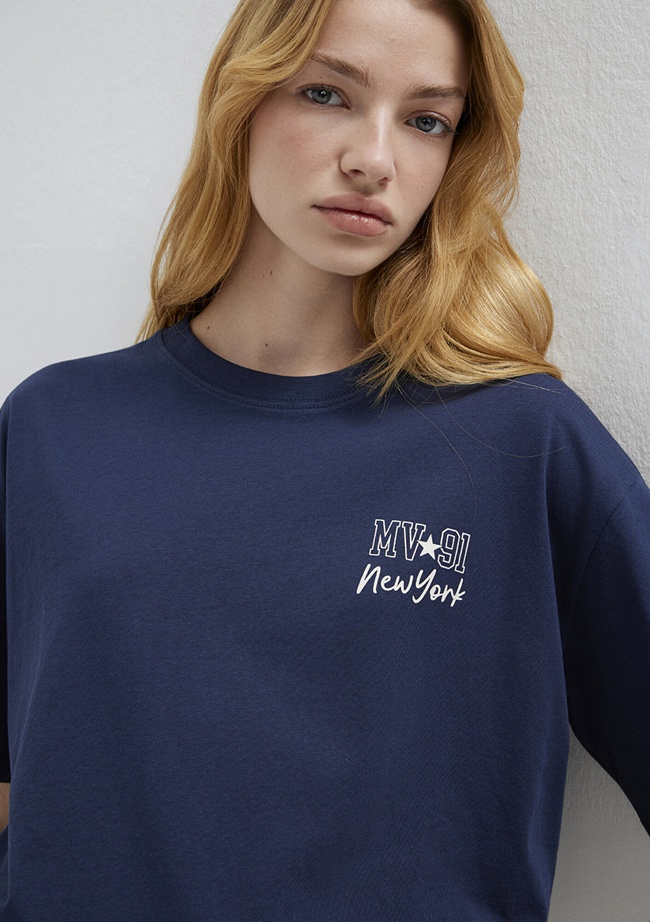  Mavi Lacivert Tişört Loose Fit / Bol Rahat Kesim 1613793-82318