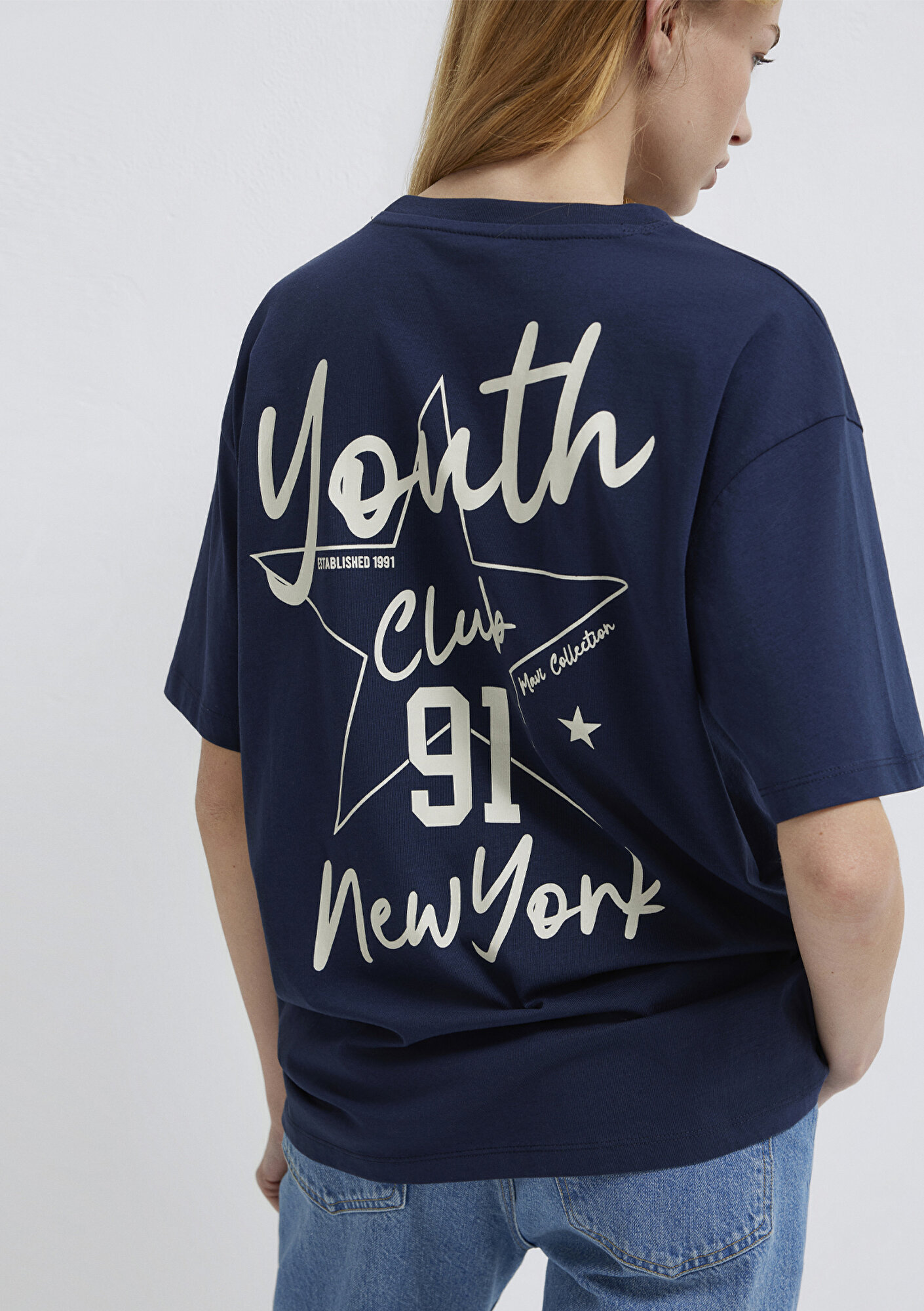 Mavi Lacivert Tişört Loose Fit / Bol Rahat Kesim 1613793-82318