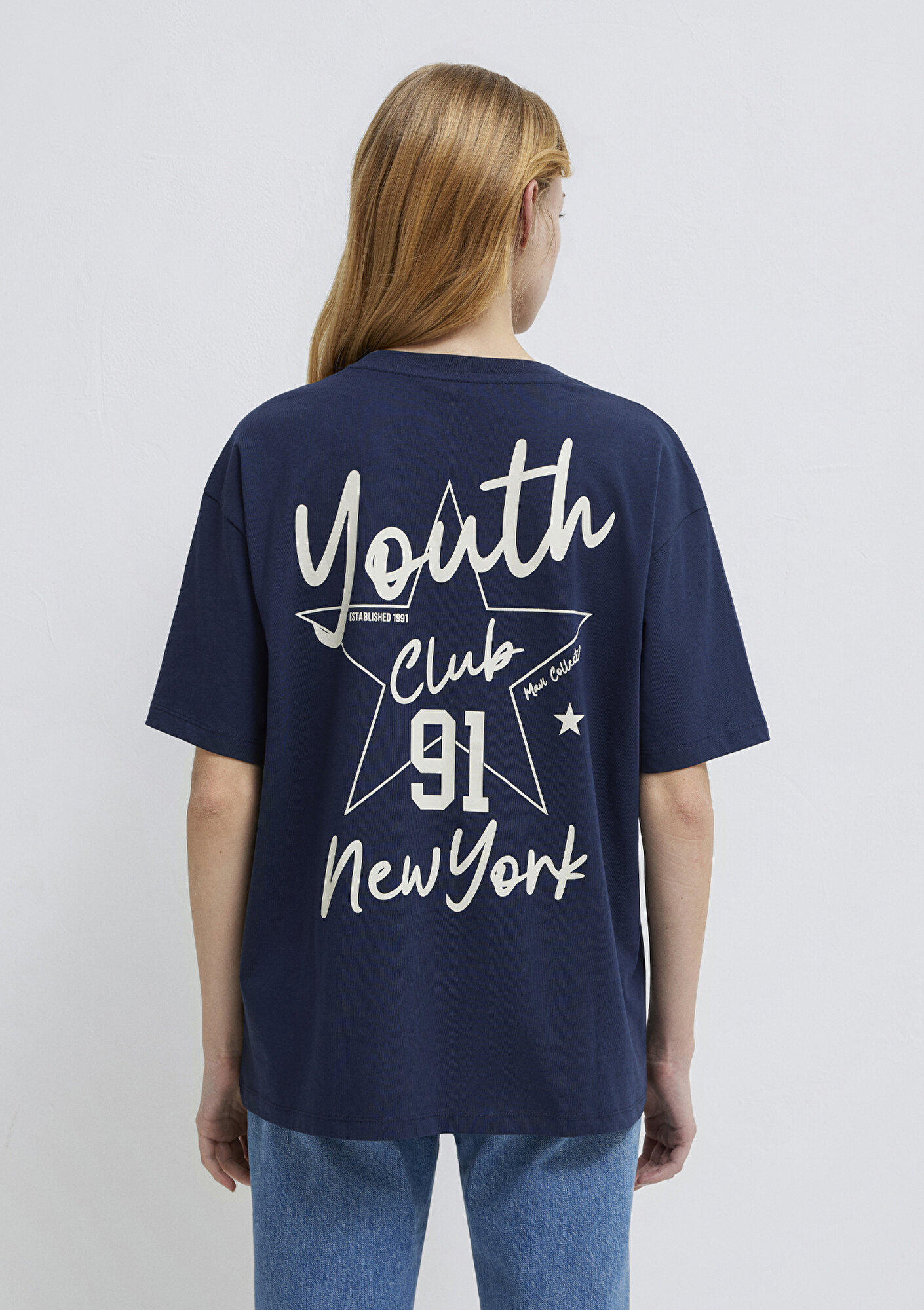 Mavi Lacivert Tişört Loose Fit / Bol Rahat Kesim 1613793-82318