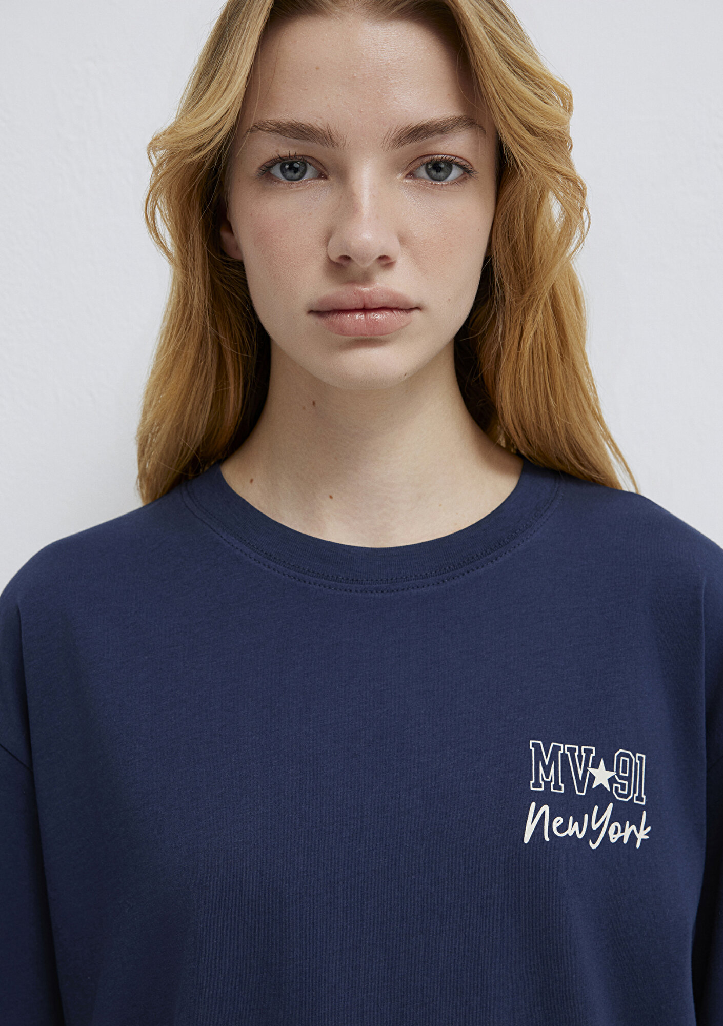 Mavi Lacivert Tişört Loose Fit / Bol Rahat Kesim 1613793-82318