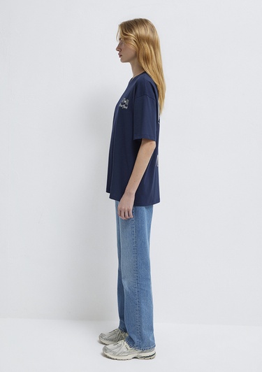  Mavi Lacivert Tişört Loose Fit / Bol Rahat Kesim 1613793-82318