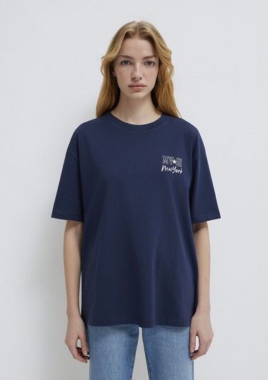  Mavi Lacivert Tişört Loose Fit / Bol Rahat Kesim 1613793-82318