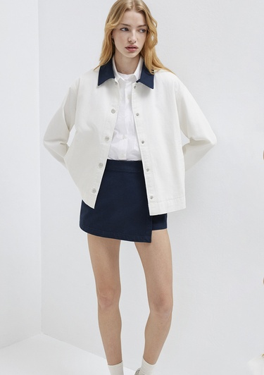  Mavi Ekru Gömlek Loose Fit / Bol Rahat Kesim 1211407-80194