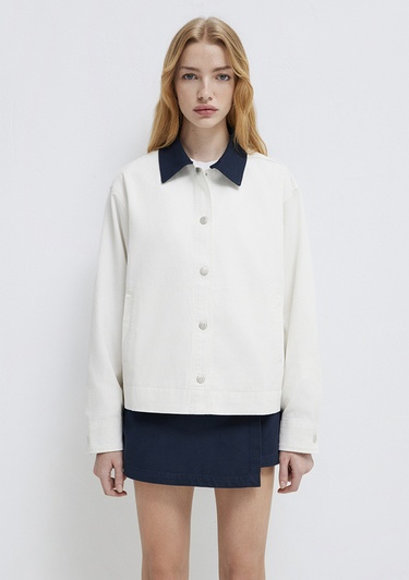  Mavi Ekru Gömlek Loose Fit / Bol Rahat Kesim 1211407-80194