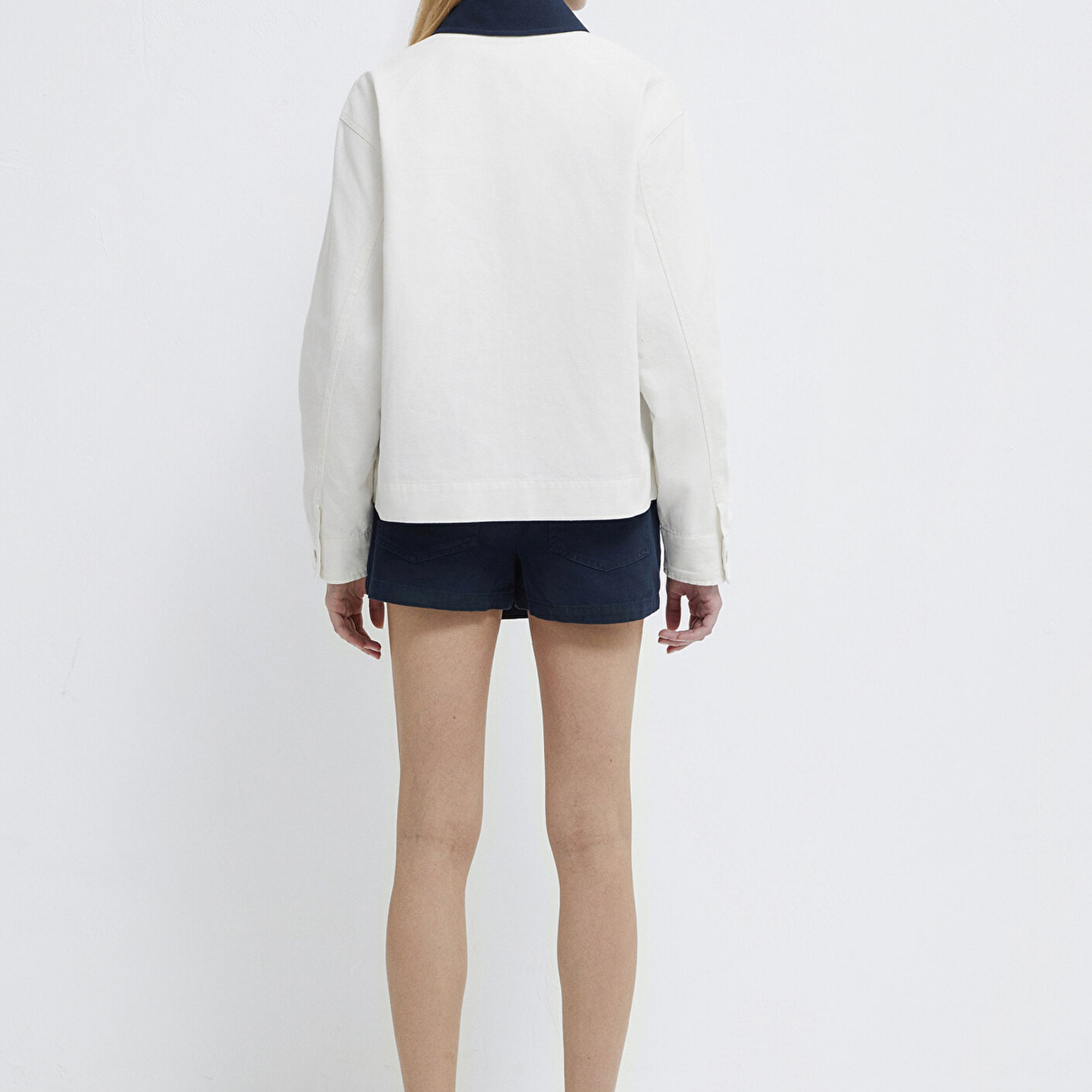 Mavi Ekru Gömlek Loose Fit / Bol Rahat Kesim 1211407-80194