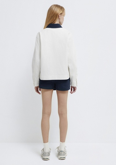  Mavi Ekru Gömlek Loose Fit / Bol Rahat Kesim 1211407-80194