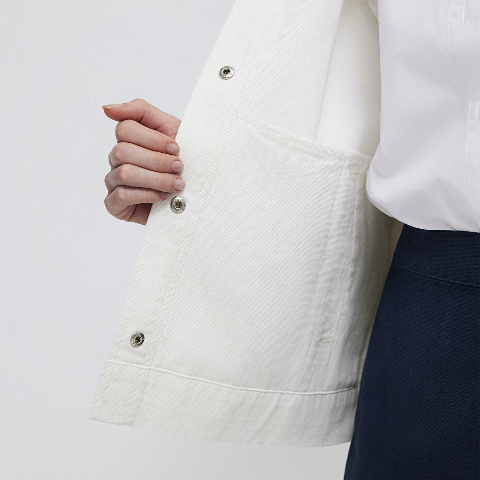 Mavi Ekru Gömlek Loose Fit / Bol Rahat Kesim 1211407-80194