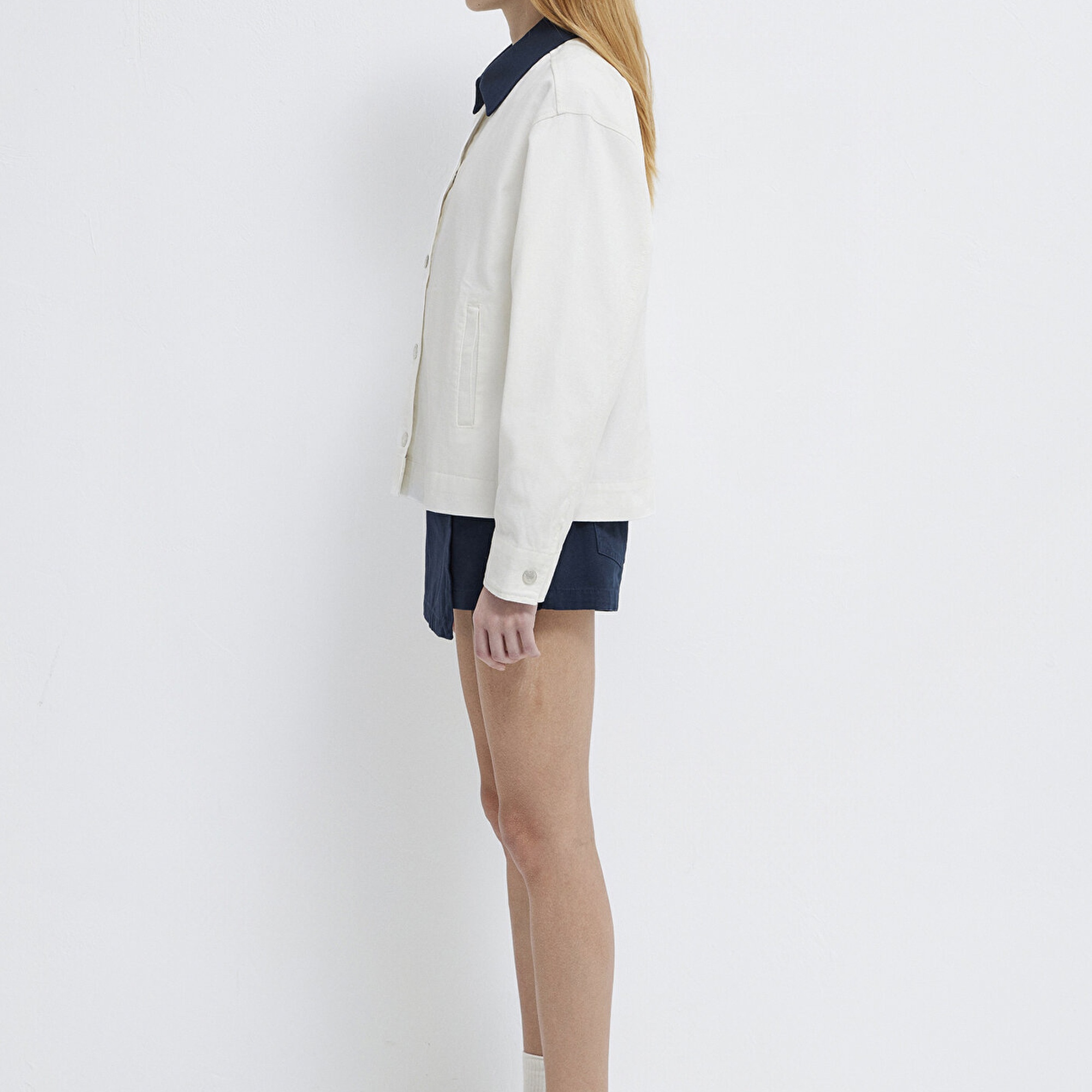 Mavi Ekru Gömlek Loose Fit / Bol Rahat Kesim 1211407-80194