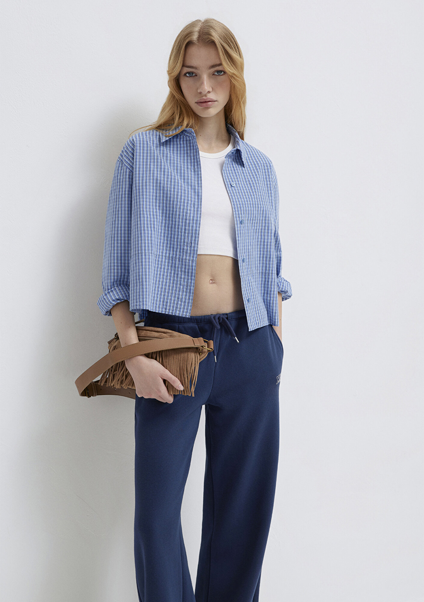  Mavi Ekose Mavi Gömlek Loose Fit / Bol Rahat Kesim 1211401-83971