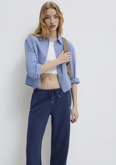  Mavi Ekose Mavi Gömlek Loose Fit / Bol Rahat Kesim 1211401-83971