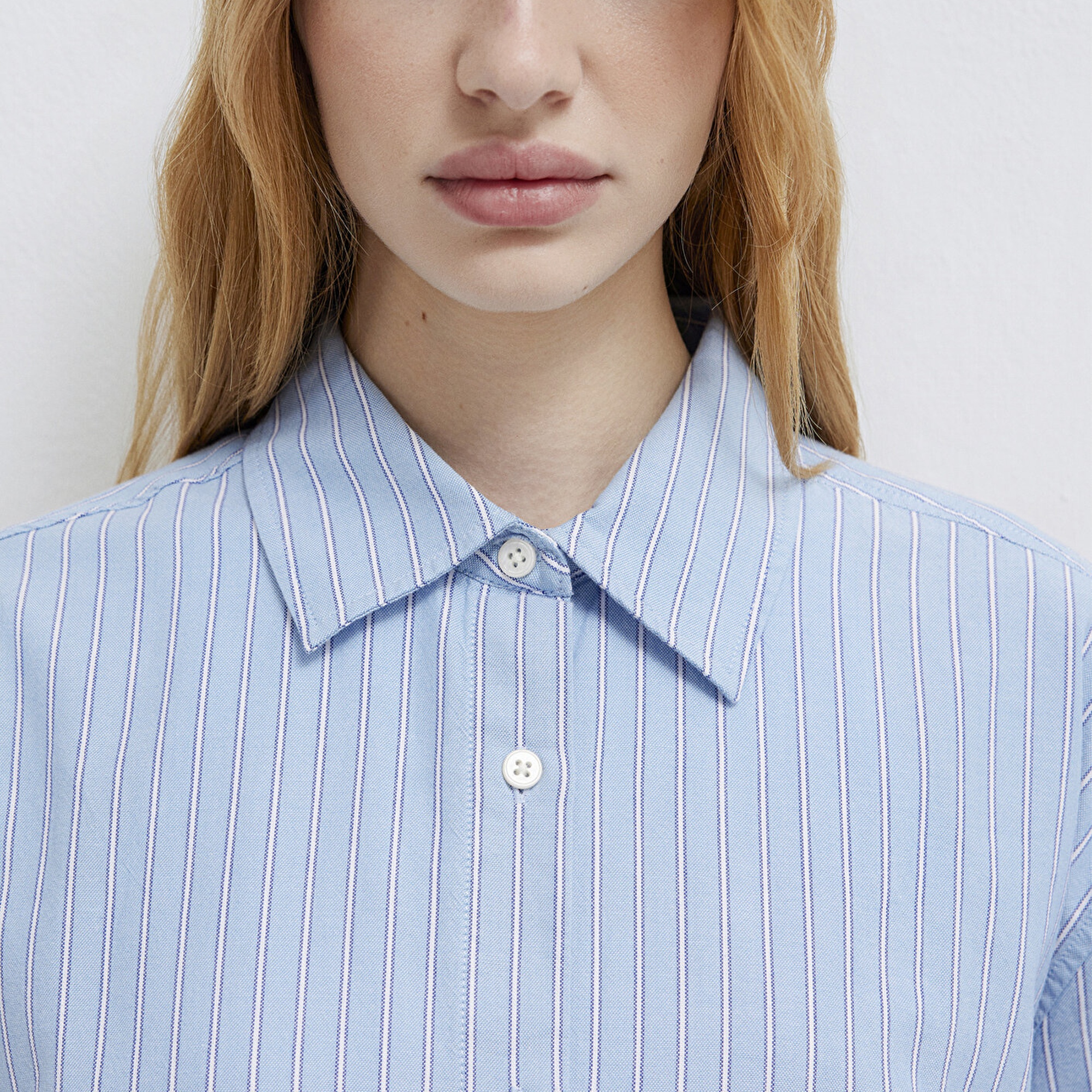 Mavi Çizgili Gömlek Oversize / Geniş Kesim 1211393-89326