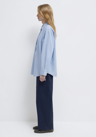  Mavi Çizgili Gömlek Oversize / Geniş Kesim 1211393-89326
