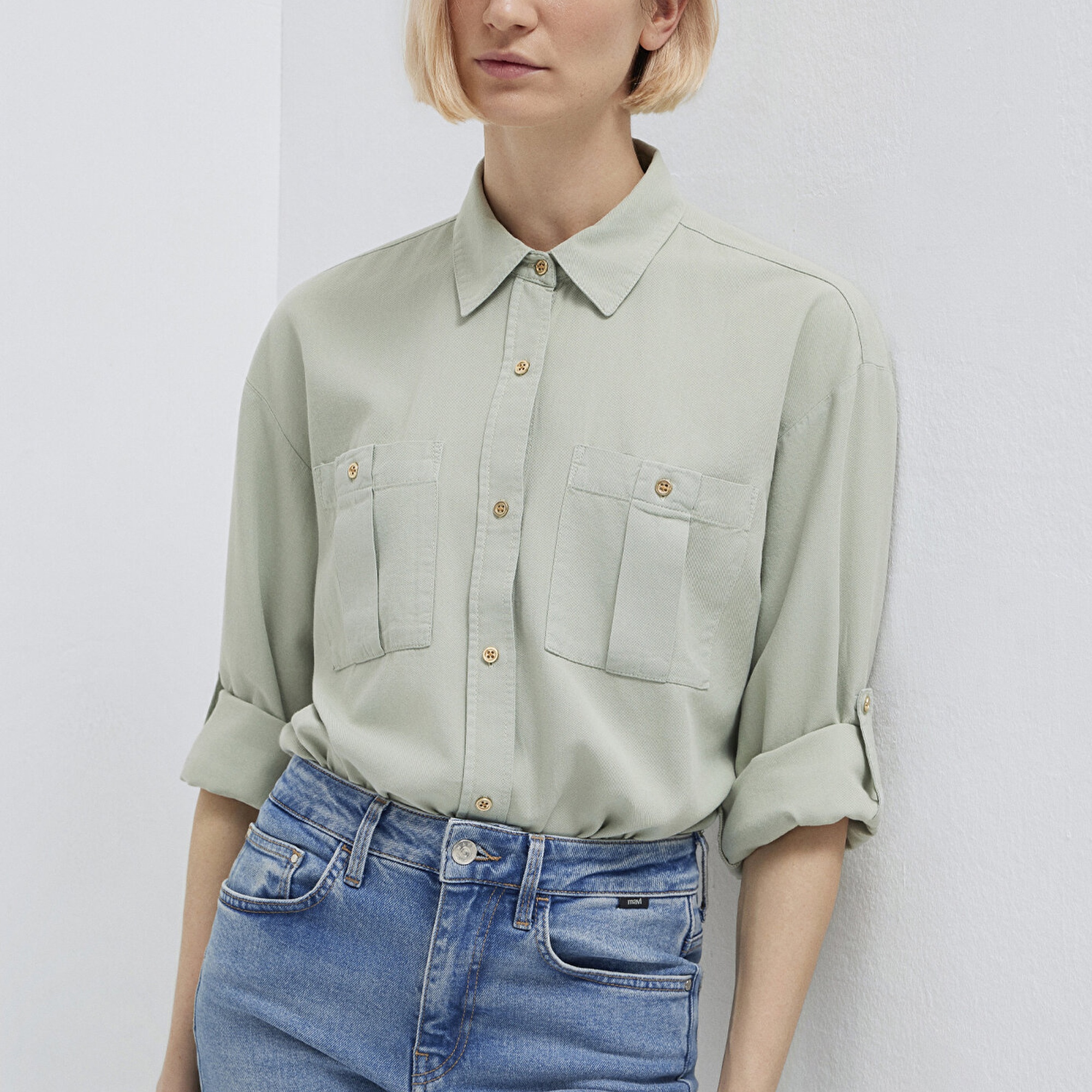 Mavi Gri Gömlek Loose Fit / Bol Rahat Kesim 1211383-70113