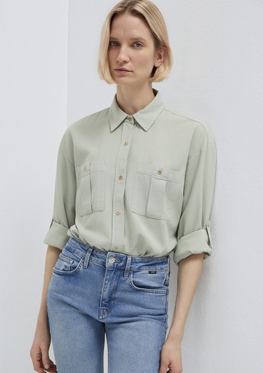  Mavi Gri Gömlek Loose Fit / Bol Rahat Kesim 1211383-70113