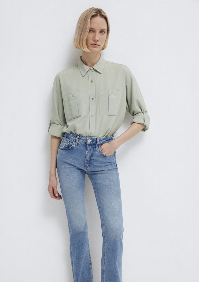  Mavi Gri Gömlek Loose Fit / Bol Rahat Kesim 1211383-70113