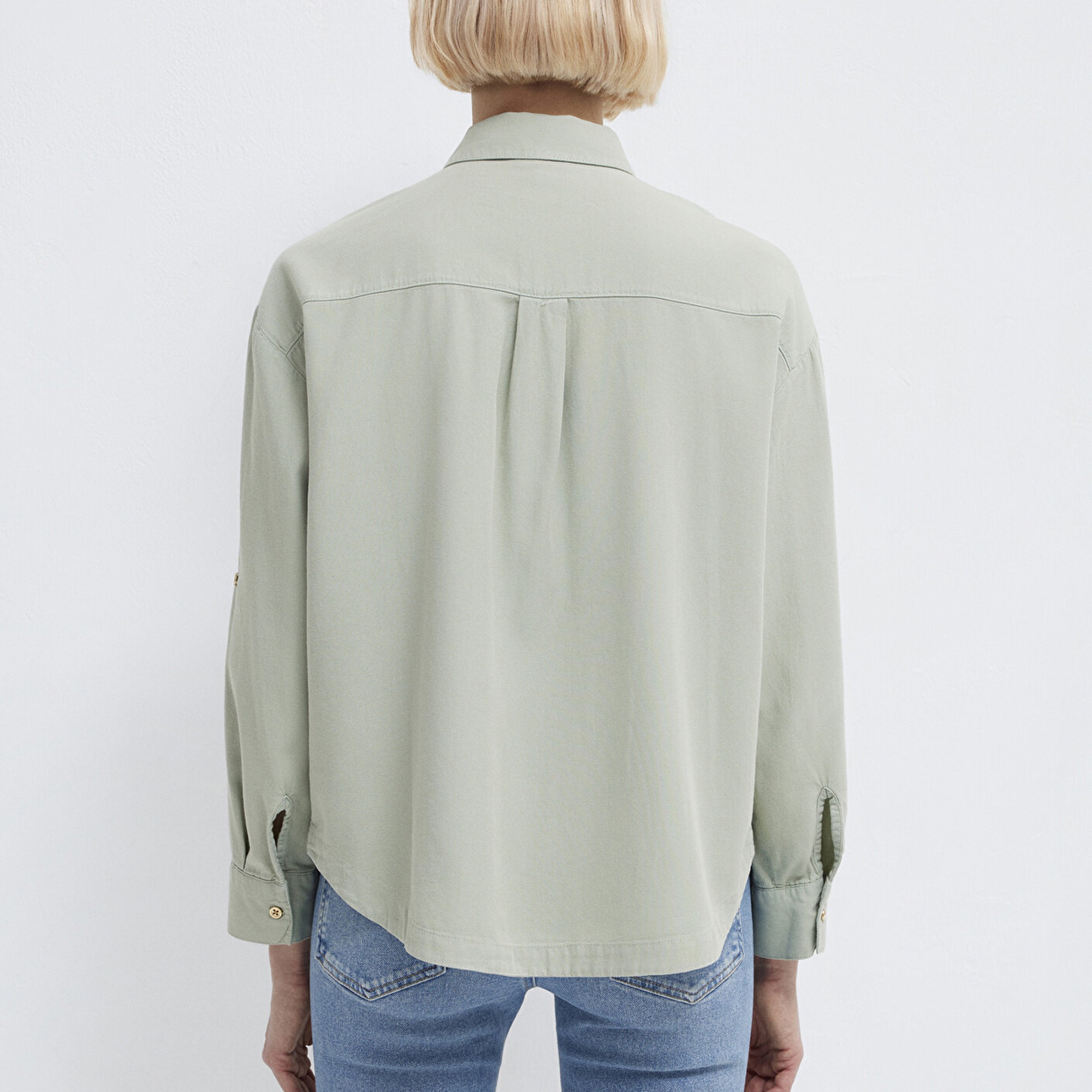 Mavi Gri Gömlek Loose Fit / Bol Rahat Kesim 1211383-70113