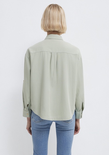  Mavi Gri Gömlek Loose Fit / Bol Rahat Kesim 1211383-70113