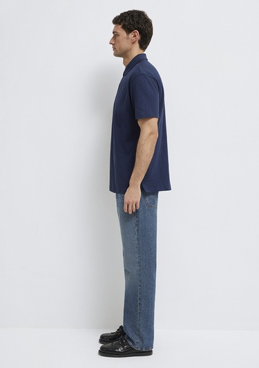  Mavi Lacivert Polo Tişört Loose Fit / Bol Rahat Kesim 0613152-70490