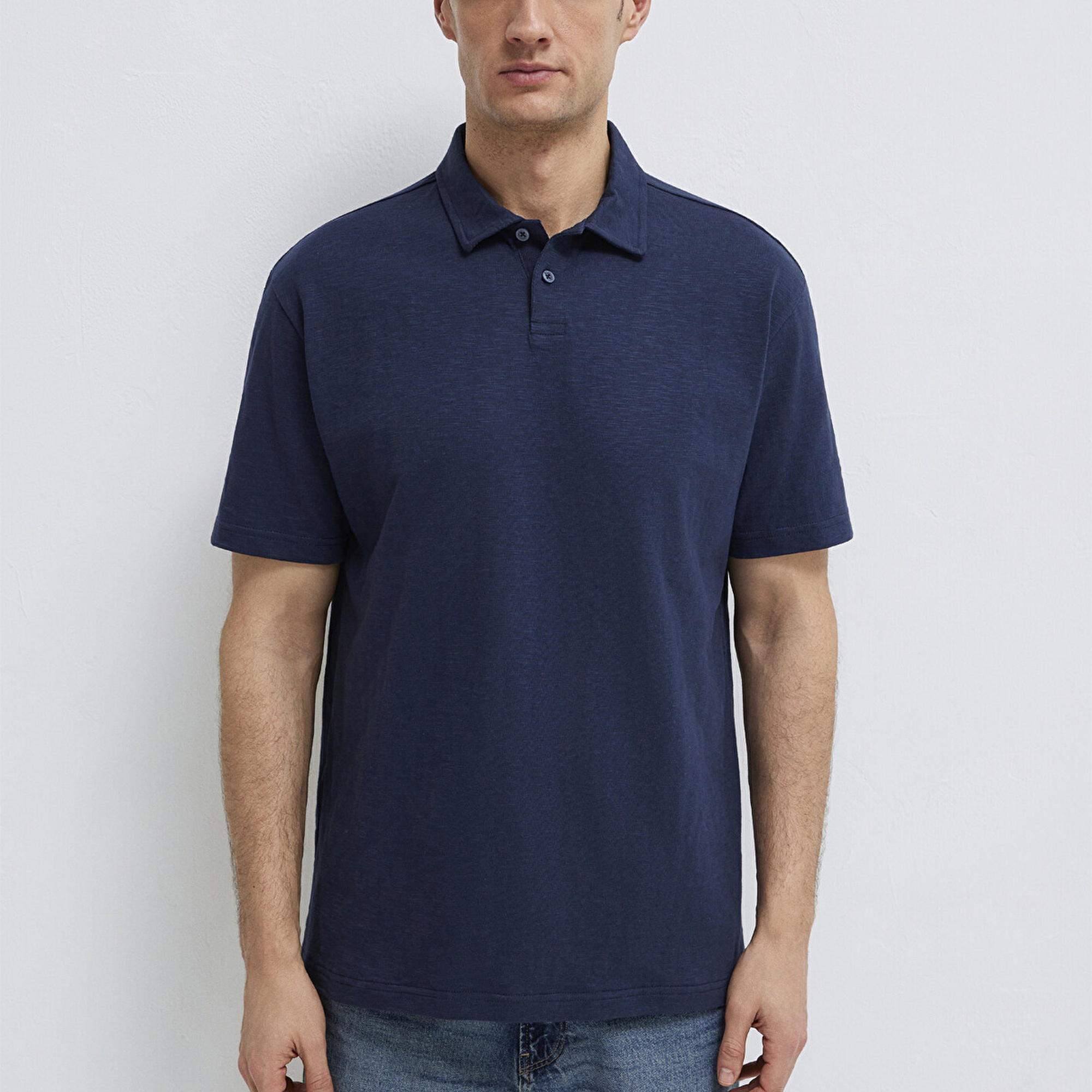 Mavi Lacivert Polo Tişört Loose Fit / Bol Rahat Kesim 0613152-70490