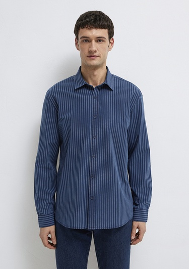  Mavi Çizgili Gömlek Regular Fit / Normal Kesim 0211851-91406