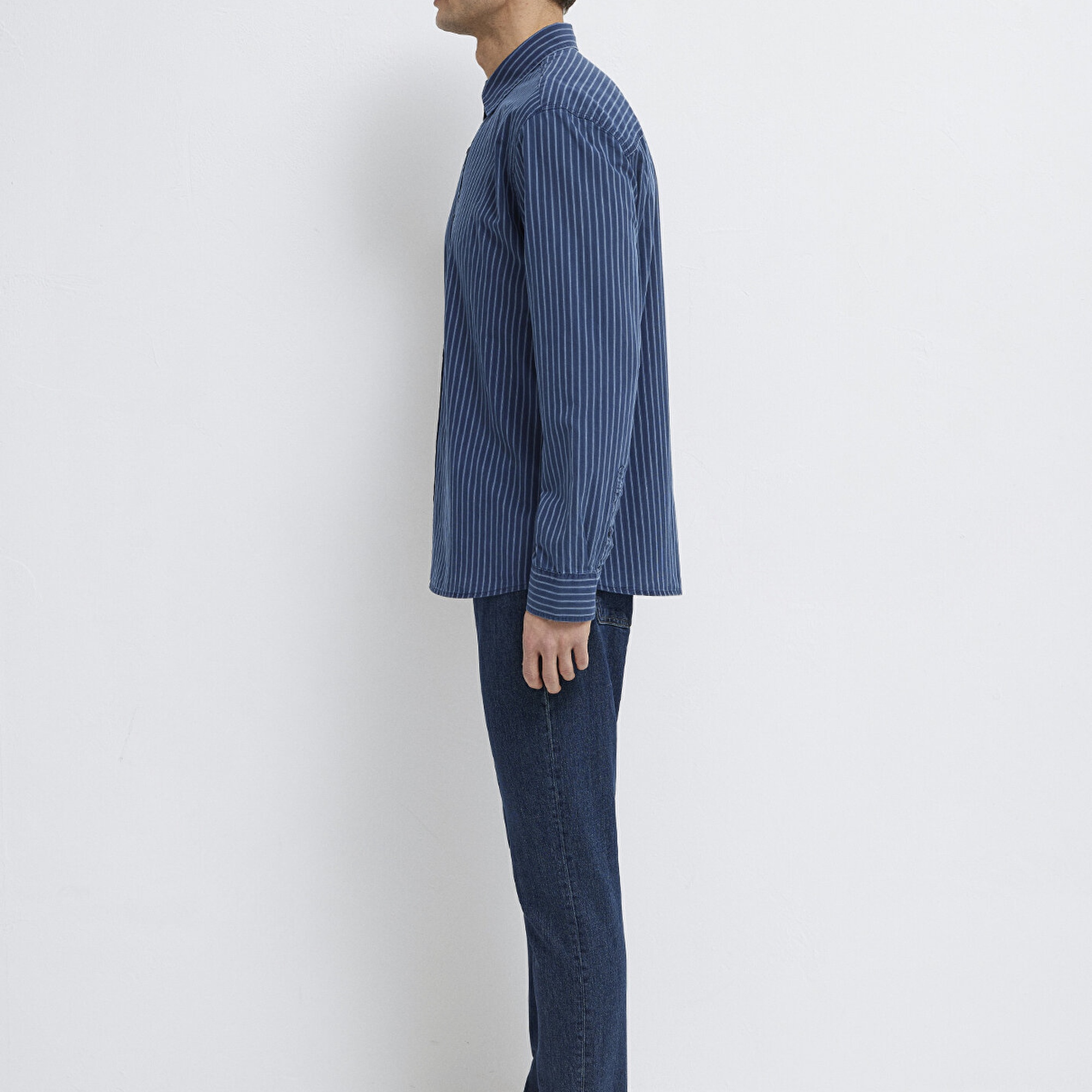 Mavi Çizgili Gömlek Regular Fit / Normal Kesim 0211851-91406