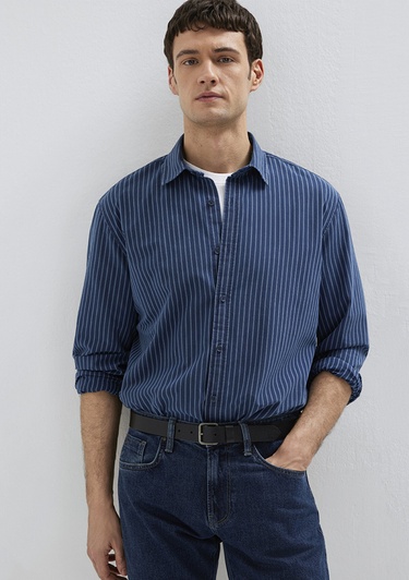  Mavi Çizgili Gömlek Regular Fit / Normal Kesim 0211851-91406
