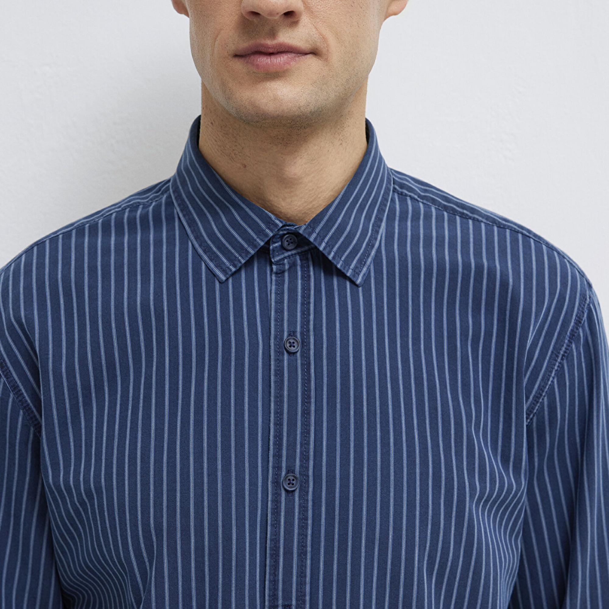 Mavi Çizgili Gömlek Regular Fit / Normal Kesim 0211851-91406