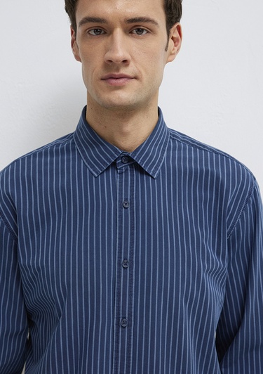  Mavi Çizgili Gömlek Regular Fit / Normal Kesim 0211851-91406
