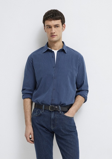  Mavi Çizgili Gömlek Regular Fit / Normal Kesim 0211851-91406