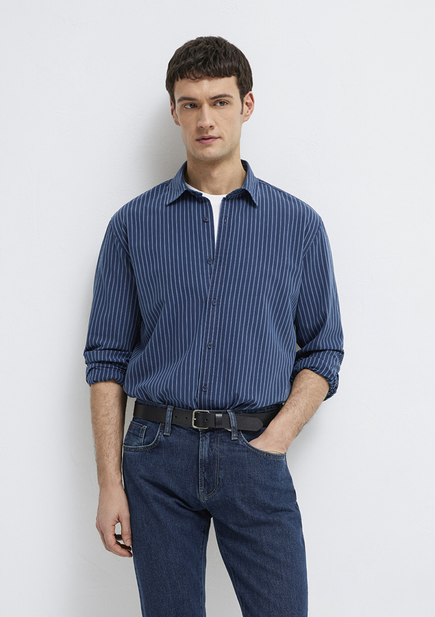  Mavi Çizgili Gömlek Regular Fit / Normal Kesim 0211851-91406