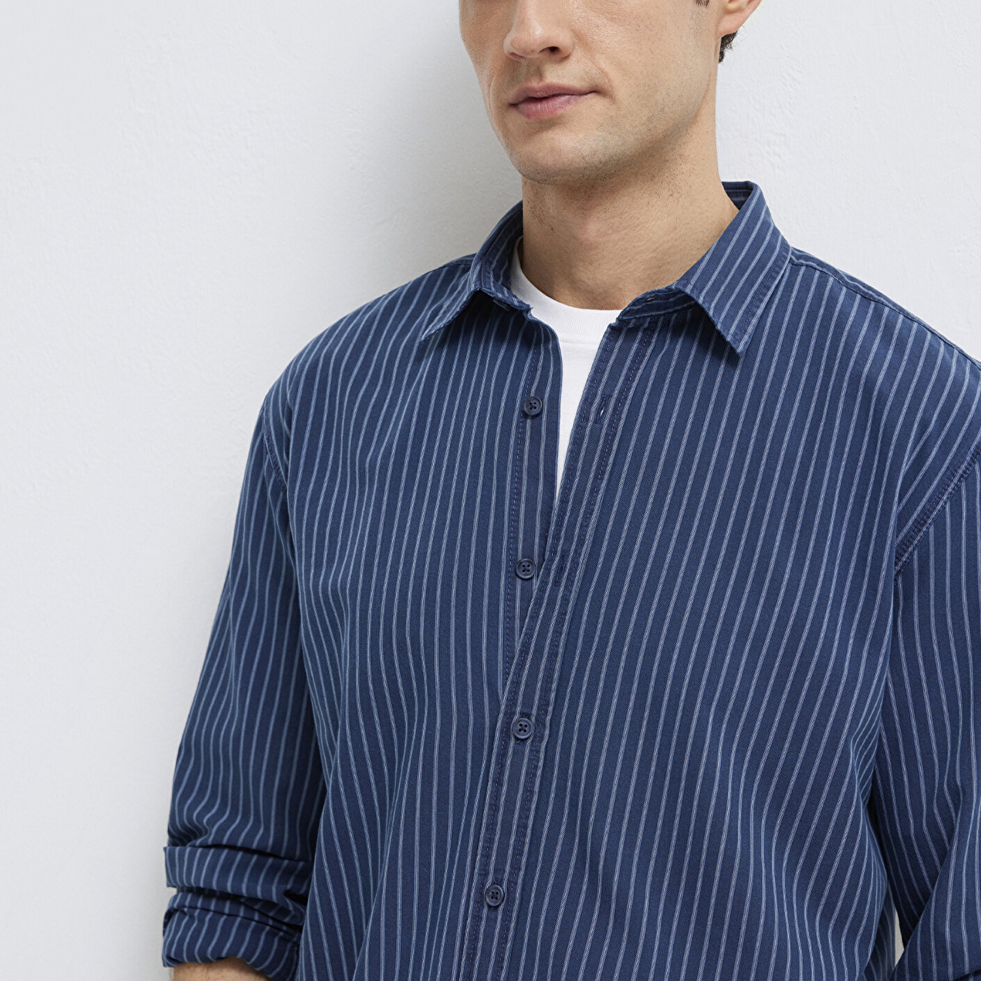 Mavi Çizgili Gömlek Regular Fit / Normal Kesim 0211851-91406