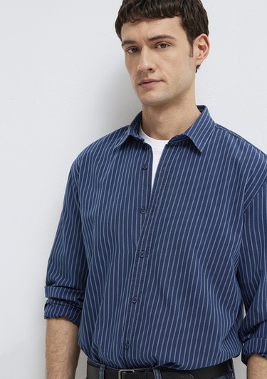  Mavi Çizgili Gömlek Regular Fit / Normal Kesim 0211851-91406
