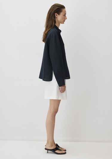  Mavi Lacivert Tencel TM Lyocell Karışımlı Gömlek Loose Fit / Bol Rahat Kesim 1211130-70497